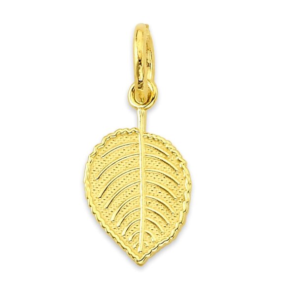 Solid 14k Gold Leaf Charm - Seasonal Fall Jewelry Gifts for Her - Picture 1 of 5